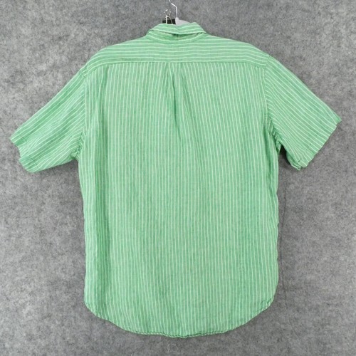 Ralph Lauren Shirt Mens Large Classic Fit Short Sleeve Green White Striped Linen - Picture 13 of 13