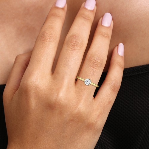 Anillo de compromiso de 4 puntas de diamante cultivado en laboratorio de oro de 14 quilates de 0,25-3 CTTW - Imagen 11 de 120