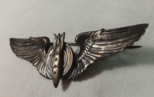WWII Era US Army Air Corps Bombardier Sweetheart Wings - Sterling w/rhinestones - Picture 10 of 24