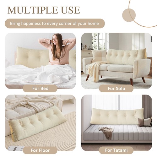 Corduroy Triangular Headboard Pillow Wedge Pillow w/ Side Pocket Removable Cover - Picture 7 of 52