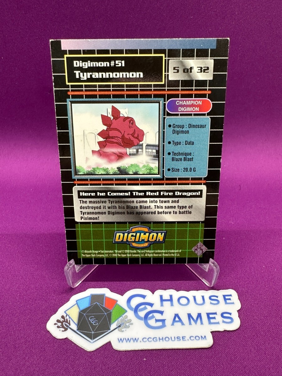 2000 Digimon Upper Deck Trading Card 51 Tyrannomon Champion 5 of