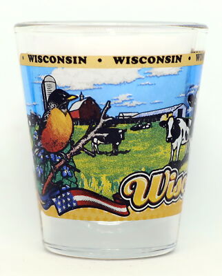 World By Shotglass Sammler-Schnapsglas Wisconsin – Seltenes Souvenir Mit Umfangsmotiv