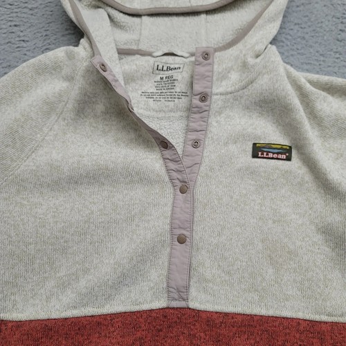 L.L. Bean Jacket Womens Medium Tan Red Hoodie Colorblock Outdoors Camp Casual - Picture 3 of 14