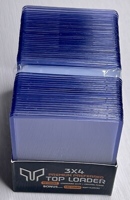 Baseball Card Top Loaders & Soft Sleeves Combo - 50 Holders + 100 Penny Sleeves