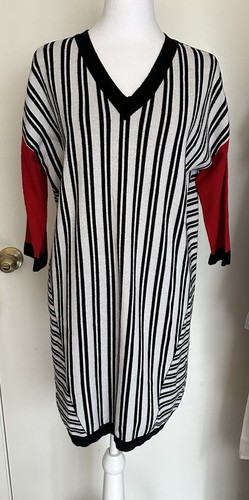 Weekend Max Mara Women’s Sweater Dress White Red Striped Knit Cozy Oversized S - Picture 4 of 11