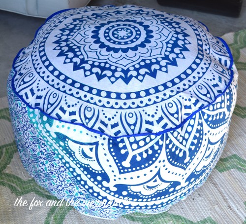 INDIAN PRETTY OMBRE MANDALA OTTOMAN POUFFE FOOT STOOL POUF ROUND FLOOR POUF - Picture 2 of 2