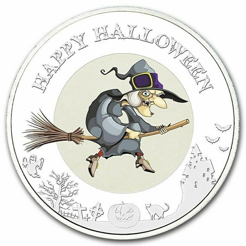 NIUE HALLOWEEN JACK-O-LANTERN, WITCH, HAUNTED HOUSE, GHOST - SILVER COIN SET MIB - Bild 12 von 14