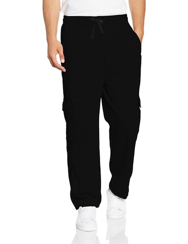 Men's Cotton Blend Heavy Fleece Plain Sport Athletic Gym Casual Cargo Sweatpants - Picture 3 of 12
