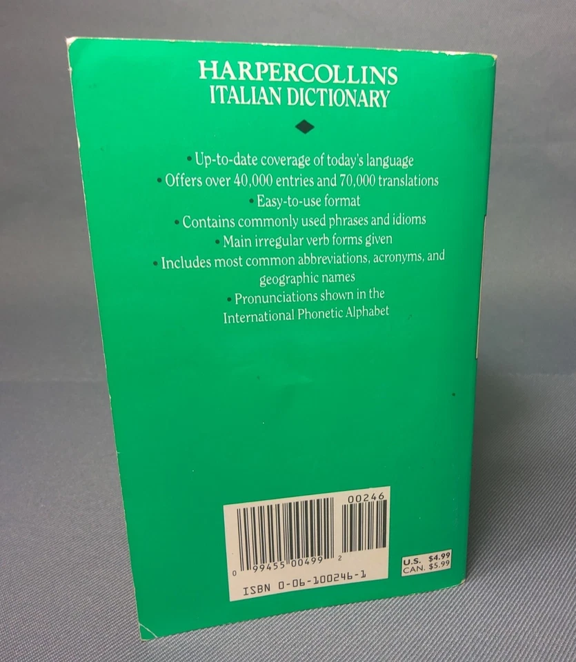 Collins Italian-English, English-Italian by Collins Staff (1991, Mass Market) - Image 2 of 4