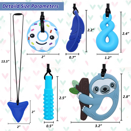 6 Pack Sensory Chew Necklace Silicone for Kids with ADHD Autism Anxiety - Chewy - Picture 2 of 7