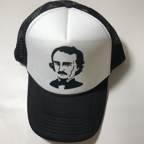 Edgar Allan Poe Trucker Baseball Hat/cap Black And White HALLOWEEN - Picture 6 of 6