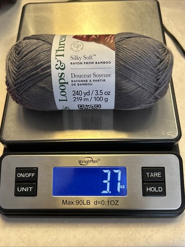 Loops & Threads, Silky Soft Yarn Smoke Gray, 3.5 OzRayon from Bamboo 240 yd - Picture 2 of 11