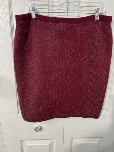 Eileen Fisher Merino Wool Blend Dark Tulip Short Pencil Skirt Women’s Size Large - Picture 5 of 5