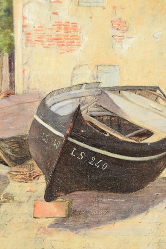 Dipinto di artista sconosciuto 1910-20 circa / Barche a La Seyne-sur-Mer Costa Azzurra - Foto 10 di 24