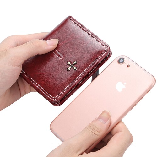 Womens Small Bifold Leather Wallet Mini Zipper Coin Purse ID Card Pocket US FAST - Picture 2 of 20