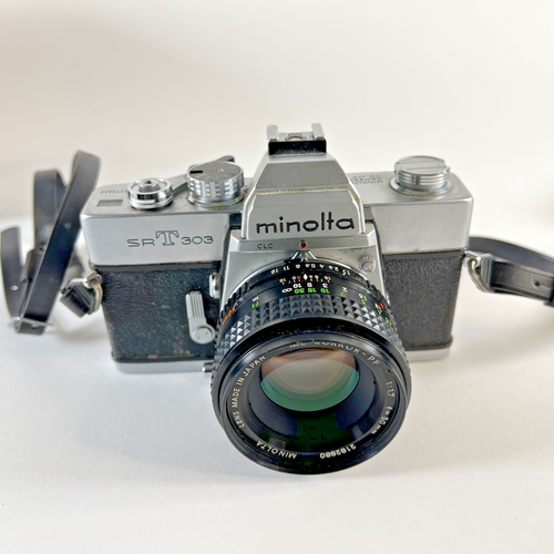 Minolta SR-T303 35mm Single Lens Reflex Camera - F1.7 Lens, Original Box, Manual - Picture 3 of 23