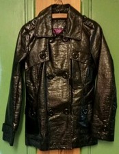 Vintage Raincoat PVC '60 Styled - Size 10 - Black.