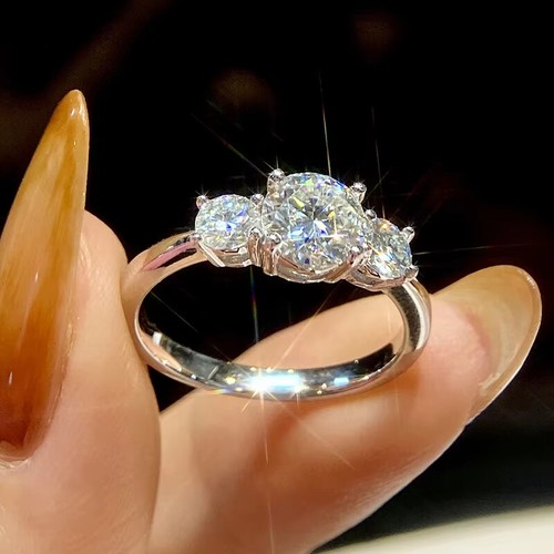 GENUINO 1CT ANILLO DE MOISSANITA 925 plata esterlina compromiso brillantes bandas nupciales - Imagen 5 de 21