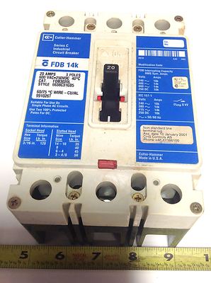 FDB3125LS CUTLER HAMMER FDB 14K BREAKER 125 AMP 600 VAC 3 POLE MODEL