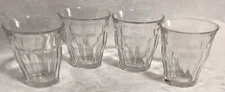 Set oF 4 Duralex 9 Panel 6 oz Picardie Clear Juice glasses Made in France
