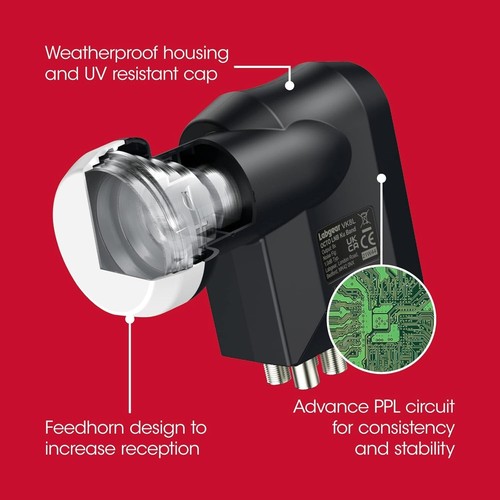 Octo LNB 8 Output Labgear Universal Satellite for SKY HD Freesat with Bracket - Afbeelding 4 van 10