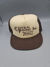 Vintage Central Paving Inc Snapback Trucker Hat Cap Foam Mesh Brown San Sun