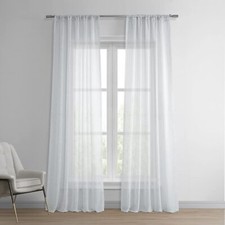 HPD Half Price Drapes Solid Sheer Curtains For Living Room Linen Texture 50 X 96