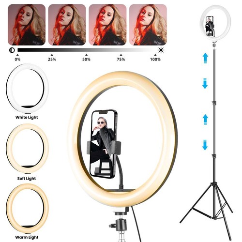 12" LED Ring Light with Stand for YouTube Tiktok Makeup Video Live Phone Selfie - Picture 5 of 15