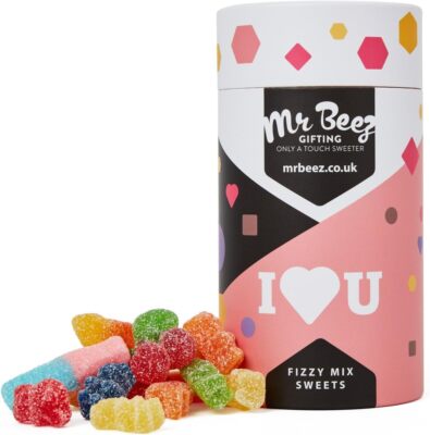 I Love You Fizzy Mix Süßigkeiten Premium Geschenke 500g Tuben Vegan & Vegetarierfreundlich
