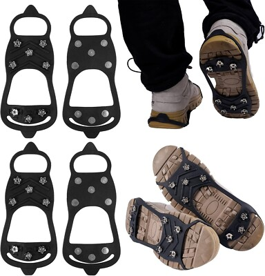 #ad 2 Pairs Non Slip Gripper Spike Ice Traction Cleats Walk Traction Cleat Durable $13.98