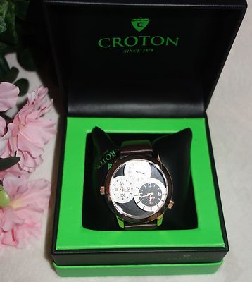 Croton Circuit Breaker Black and White Dial See-Thru Watch BROWN NEW $600