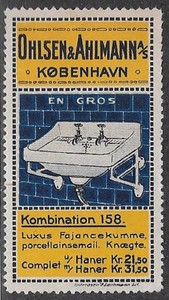 Details About Denmark Poster Stamp Ohlsen Ahlmann S Porelain Sinks Copenhagen Cw61 17