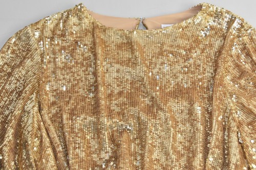 $895 NEW Caroline Constas ANYA Evening DRESS Mini Gold Sequins S M - Picture 7 of 15