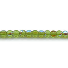 Olivine Green AB - 100 4mm Round Pressed Czech Glass Druk Beads