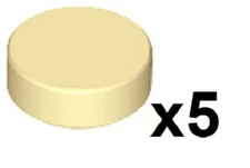 🧱 LEGO 5 New Tan Tile Round 1 x 1 Studs Flat Smooth Pieces TN04
