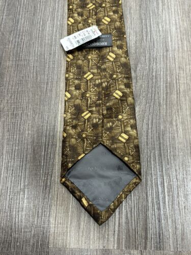 Robert Talbott Best Of Class All Over Print Necktie 100% Silk Gold NWT Men’s - Picture 4 of 6