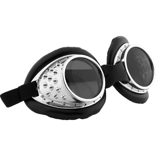 Adult Unisex Halloween Comic Con Cosplay Steam Punk Aviator Silver Black Goggles - Picture 10 of 12