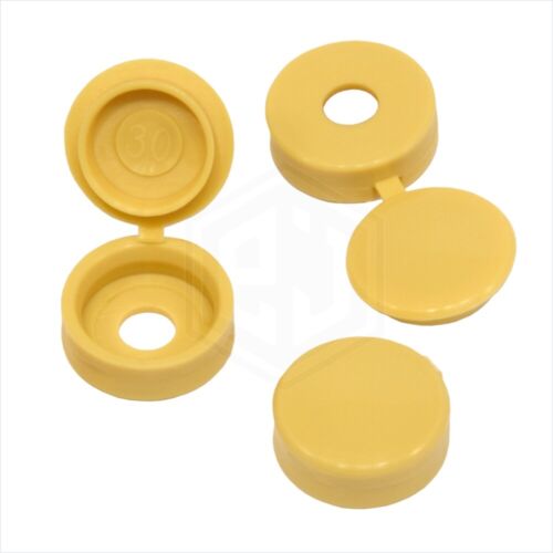 20 COLOUR SMALL PLASTIC HINGED SCREW FOLD OVER COVER CAPS 6g/8g Gauge M3.5 & M4 - Picture 54 of 81