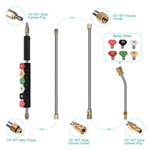 97" 4000PSI Pressure Washer Wand Set Extension Replacement Lance Cleaning Tool - Bild 3 von 8