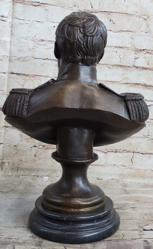 VINTAGE RARE SIGNED BRONZE NAPOLEON BONAPARTE BUST STATUE SCULPTURE MARBLE DECOR - Picture 6 of 10