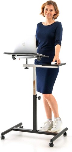 Tatkraft Vanessa Mobile Ordinateur Portable Bureau Table Hauteur Réglable Souris Étagère Roues - Photo 2/12