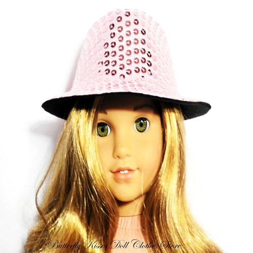 Pink Sequin Fedora Hat For 18 in 