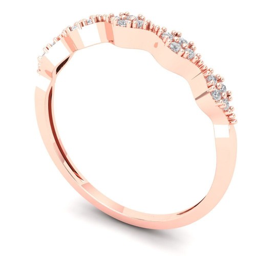 0.1 CT Zirconia Diamond Wedding Band for Women - 14K Rose Gold Eternity Ring - Picture 2 of 5