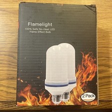 2 PACK - LED Flicker Flame Light Bulbs - Simulated Nature Fire Effect Lamp Decor