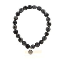 Steine Und Mineralien. Armband Perlen Obsidian Schneeflocke 8 Mm. Hergestellt