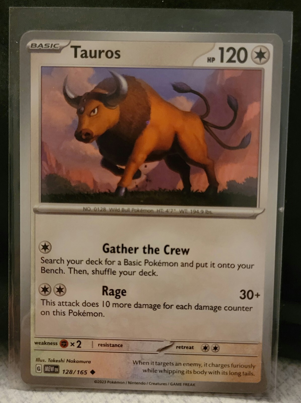 Pokemon TCG Card Tauros 128/165 Scarlet & Violet 151 Uncommon NM