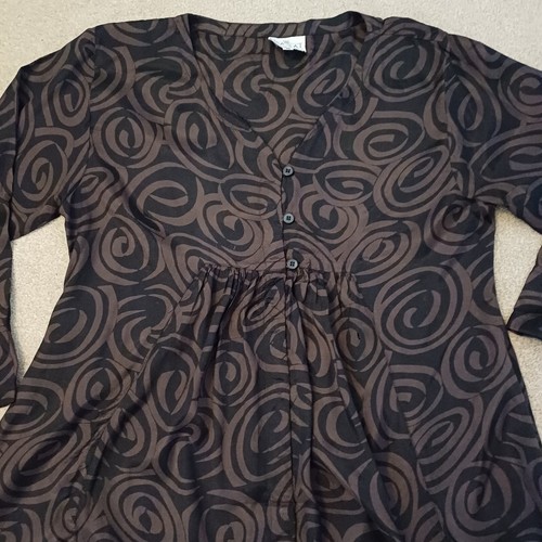 Masai Brown & Black Relaxed Fit Long Sleeve Blouse/Top Size M (never worn) - Picture 3 of 7
