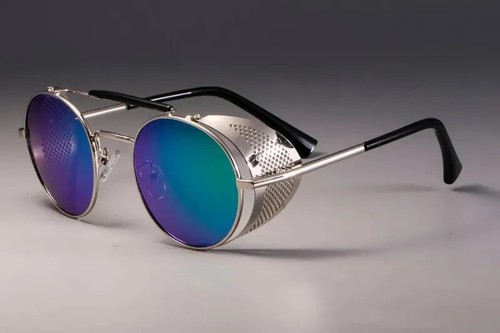 Gafas de sol Steampunk para hombre y mujer retro redondas de metal protector lateral - Imagen 25 de 30