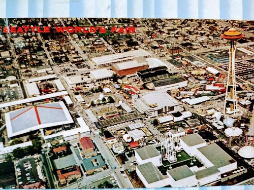 AERIAL VIEW VINTAGE POST CARD  SEATTLE WORLDS FAIR SEATTLE WASHINGTON 1962 - Picture 10 of 12