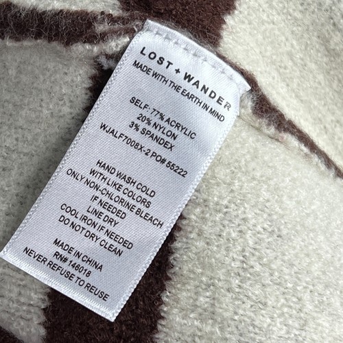Lost + Wander Sweater WMNS 1X Off The Grid Cardigan Brown Longline Checkered - Picture 7 of 12